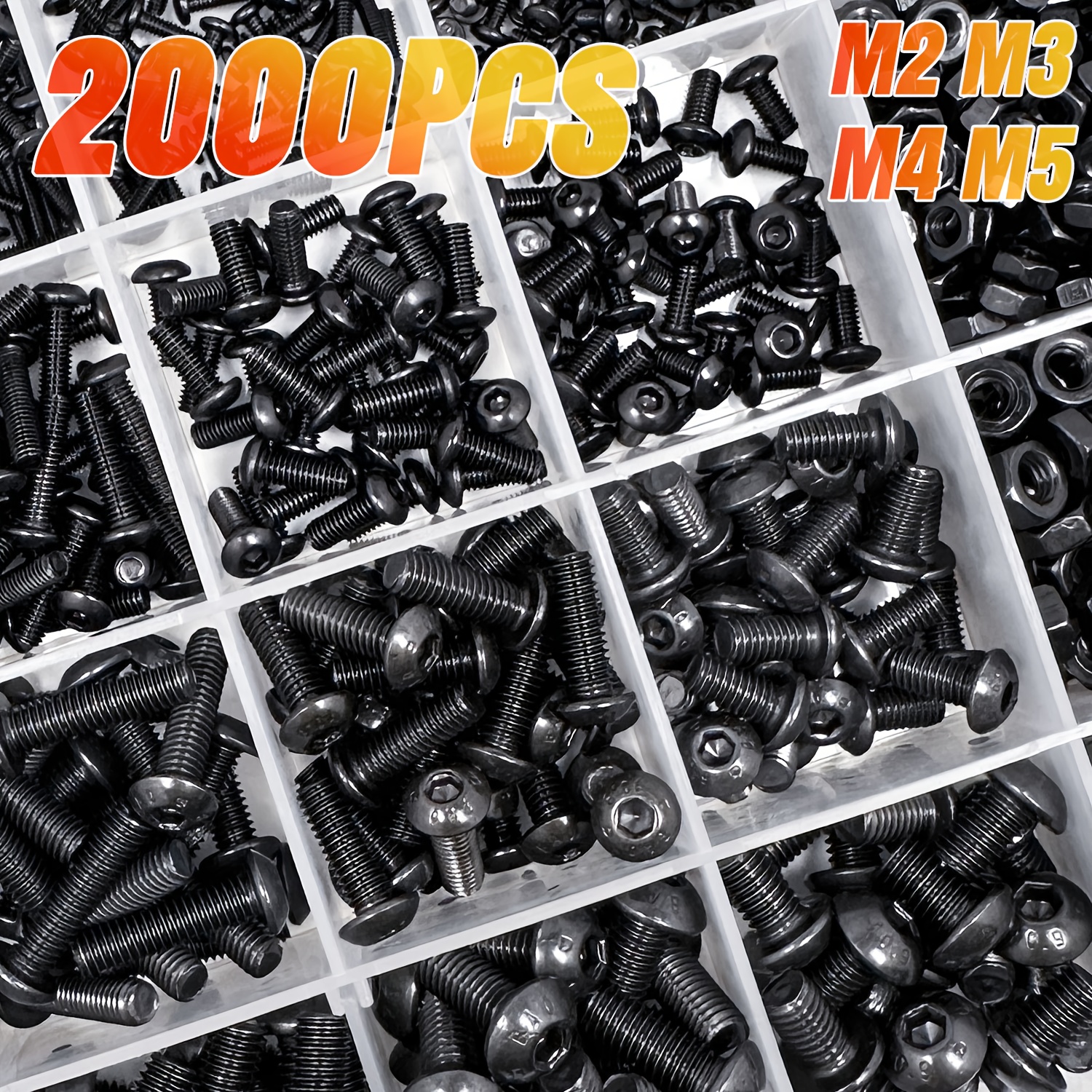 900pc M2-M6 Stainless Steel Hex Socket Head Cap Screw, Bolt, Nut & Washer Kit