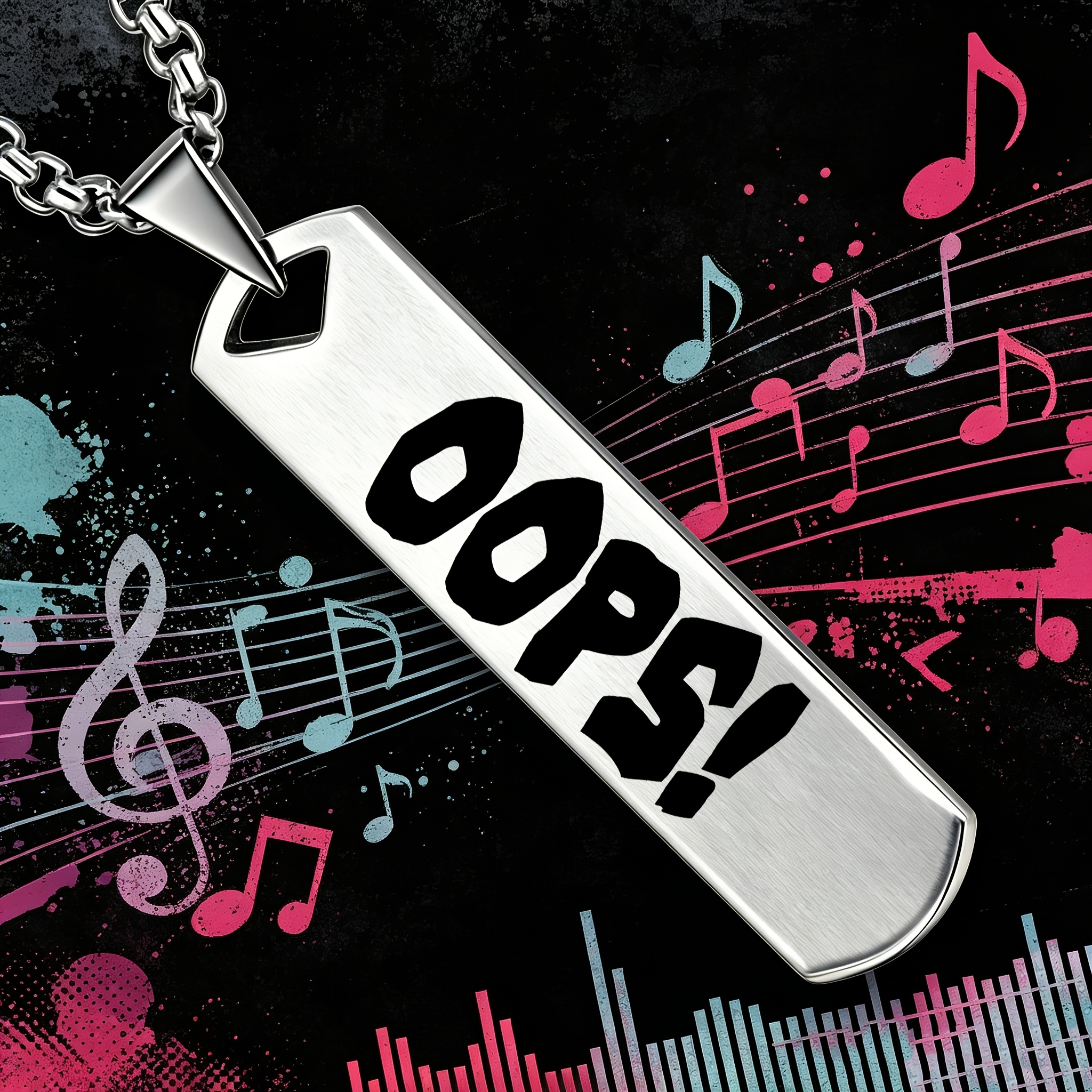 Fun "OOPS!" Pattern Design Pendant Necklace