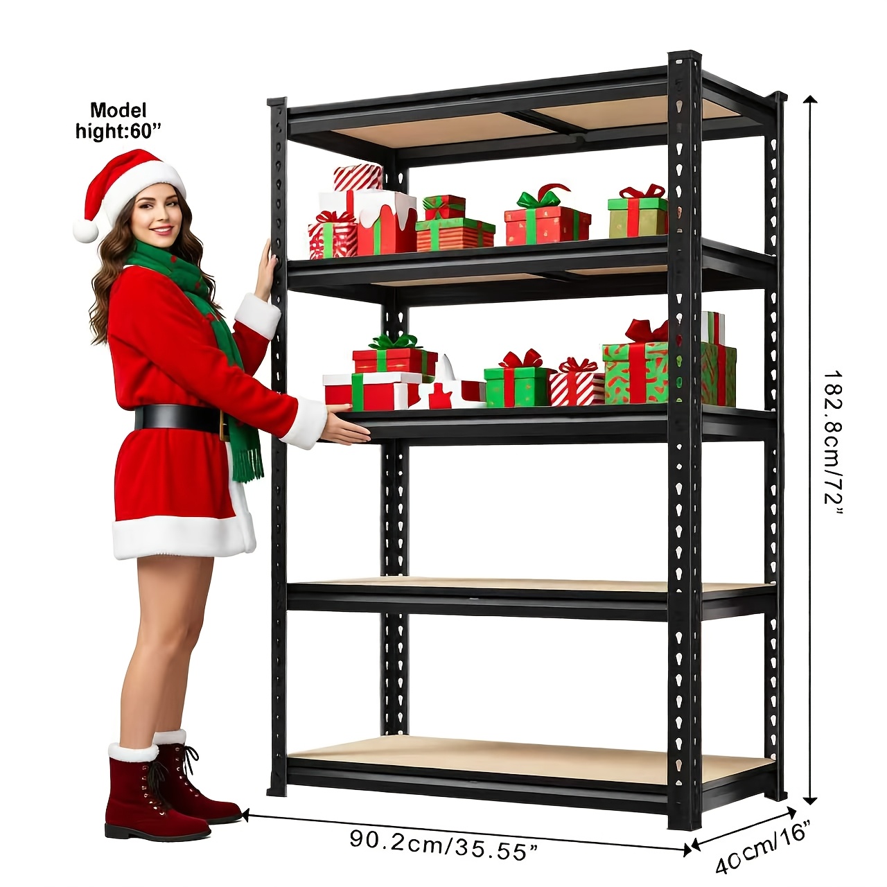 5-Tier Heavy Duty Metal Storage Shelves, Heavy Duty Shelving Units, Adjustable Shelving Rack For, Basement, Storage Racks