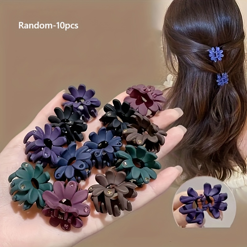 TEMU Lot de 10 mini pinces à cheveux assorties, polyvalentes et , haut de gamme, couleur unie, style vintage, petite taille, en plastique, accessoire