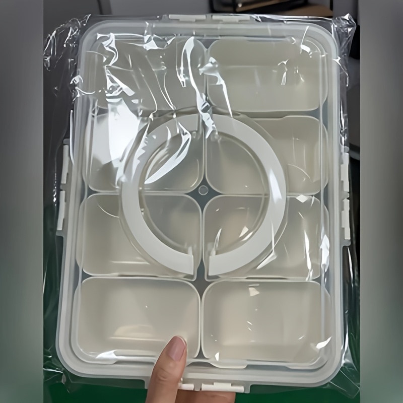 TEMU (1pc) 8 Compartment Transparent Snack Box, Four-sided Pp Transparent Material With A Lid, A Sealed Storage Box Suitable For Organizing Food In