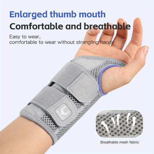 die atmungsaktive handgelenkstütze ist unisex, mit einem doppellagigen, verstellbaren riemen und einem daumenöffnungsdesign, das sich für den täglichen gebrauch eignet.