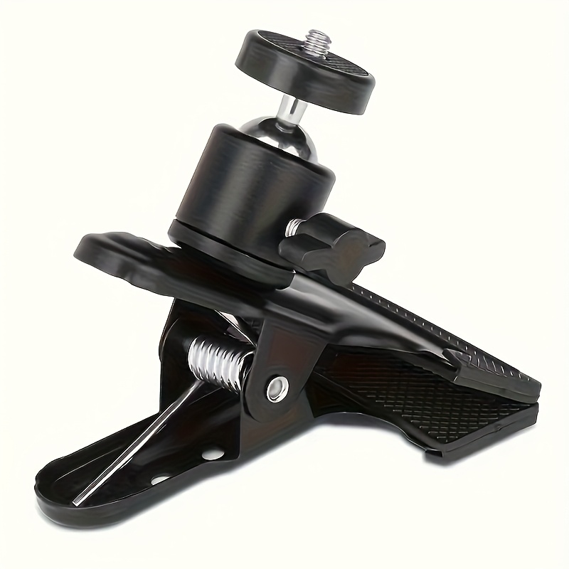 Adjustable Camera Mount Clamp, 360° Rotatable Ball Head, Spring Grip Tripod Clip Holder, 11cm/4.33 Inch Length, Versatile & Secure For Motion Cameras