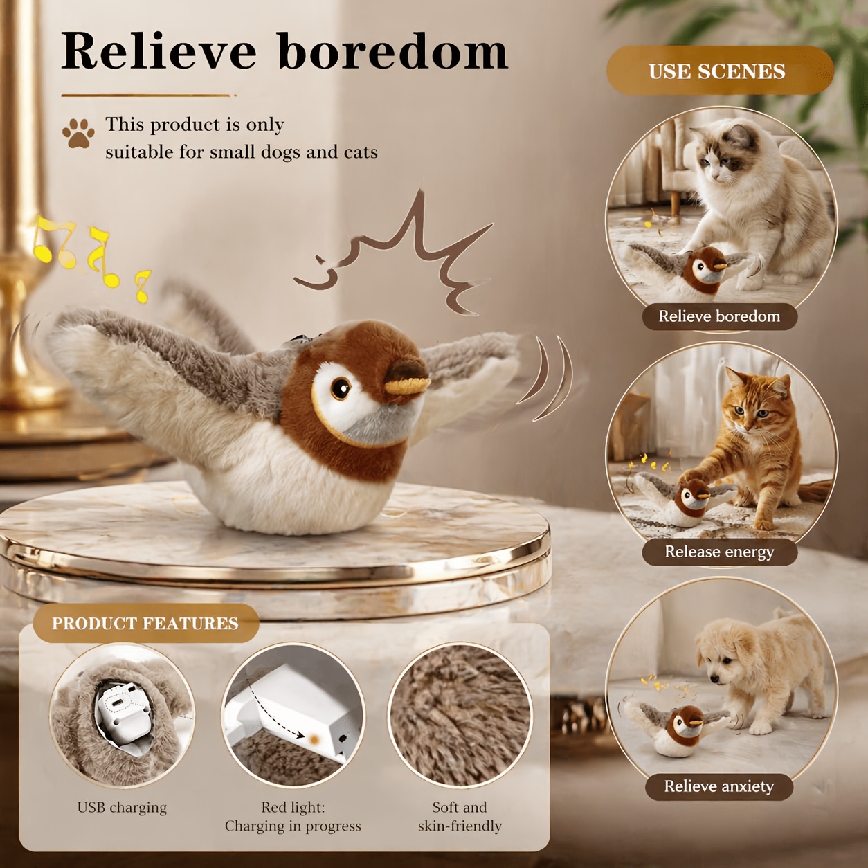 1 Pet Jitterbug Cat Toy, a Pet Boredom-Relieving Interactive Artifact, Automatically Shakes And Makes Sounds, Polyester Fiber Is Soft And Bite-Resistant, Suitable for Indoor Exercise Activities for Large, Medium, And Small Cats