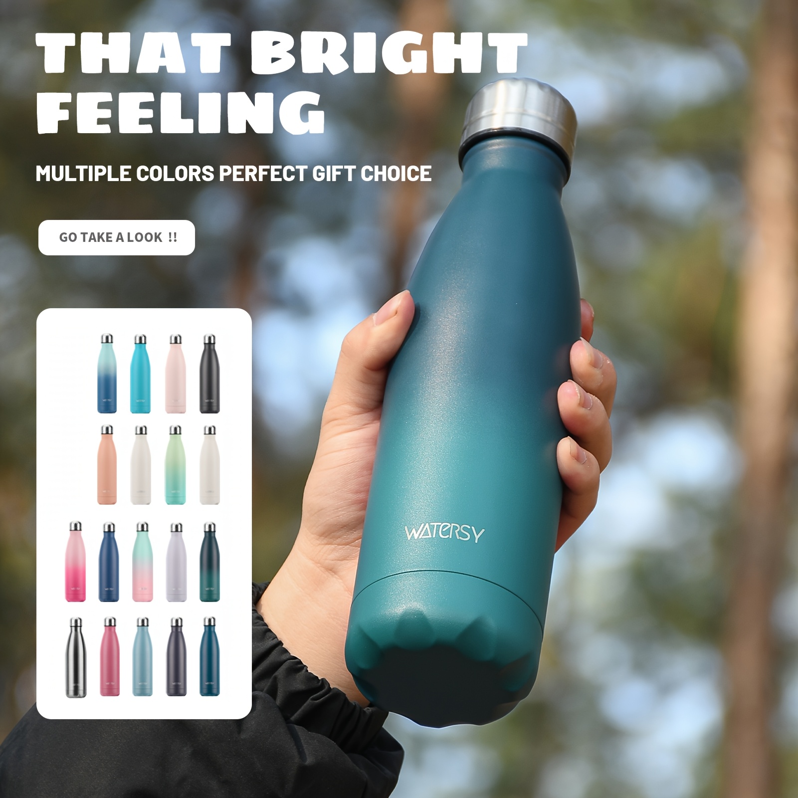1pc   500ml 17oz stainless steel drinking bottle travel thermal   water bottle stainless steel drinking bottle 24 hours cold 12 hours warm leak proof thermal sport bottles 2 sealing rings and dishwasher safety