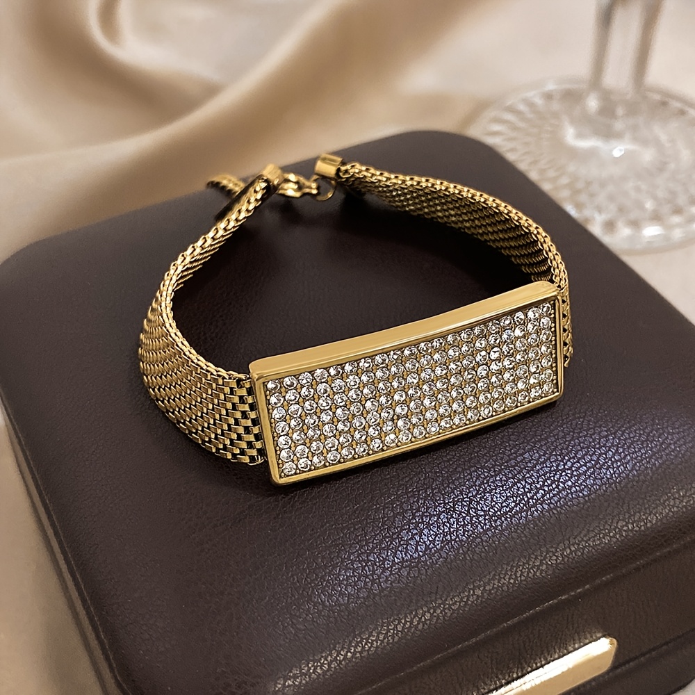 Sparkling Rhinestones Stainless Steel Bracelet for Women