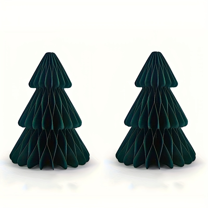 Image of 2pcs Honeycomb Paper Christmas Trees, Art Paper Holiday Party And Tabletop Display Decorations, Suitable For Holiday Gatherings