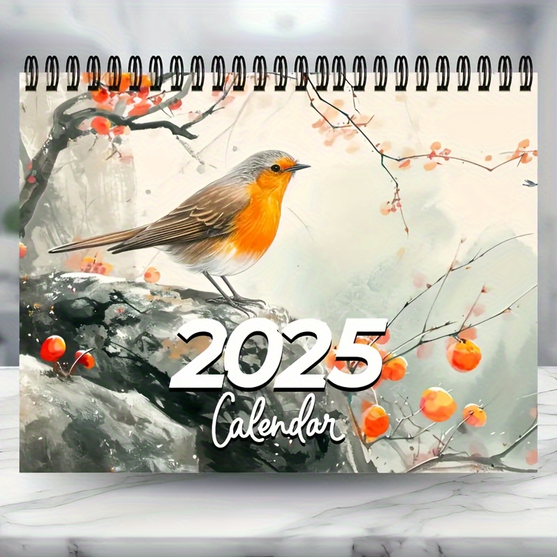 

2025 Watercolor Bird Calendar With Large Personal Planning Space, 12-month Hanging Calendar For Home And Office, English Text, Major Material Paper