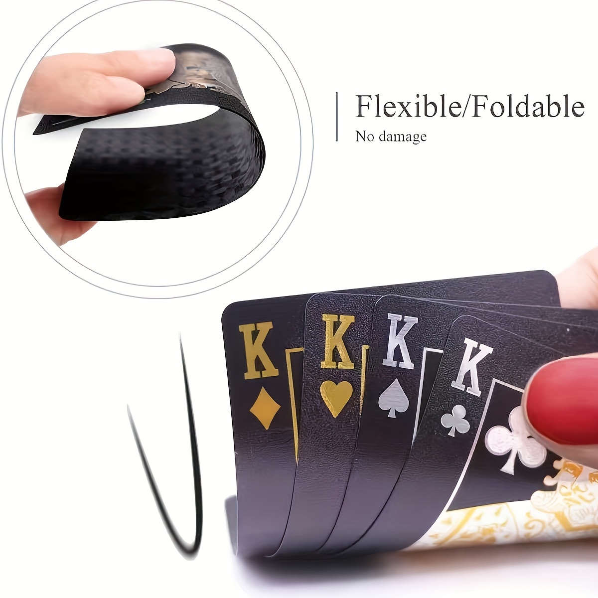 [Waterproof Poker] 1pc Waterproof Black Gold Foil Playing Cards | Durable Plastic Tabletop Game Poker Set