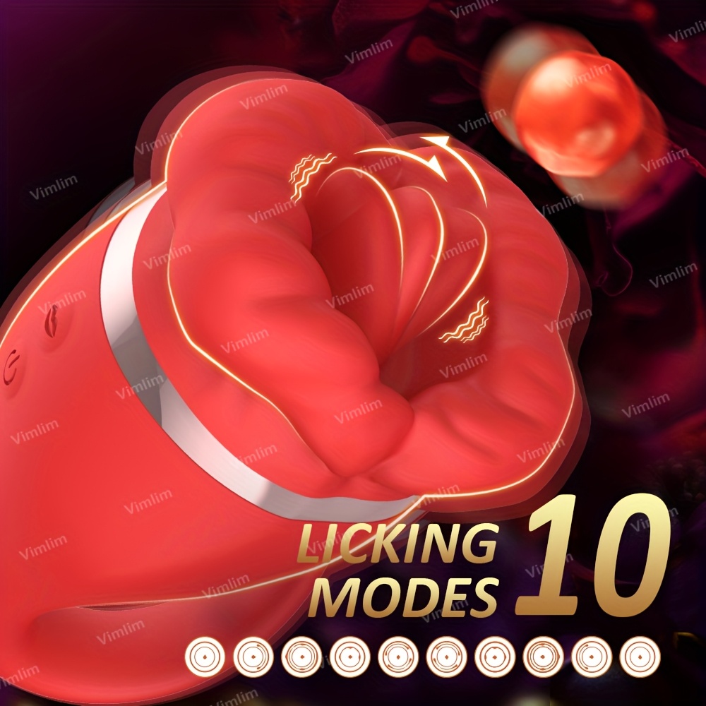 realistischer zungenlecker   – weibliche sexspielzeug, rosen-g-punkt-  mit 10 vibrations- und 10 leckmodi, nippelstimulator für männer, frauen & paare – mundförmiges spielzeug Produktdetails 1