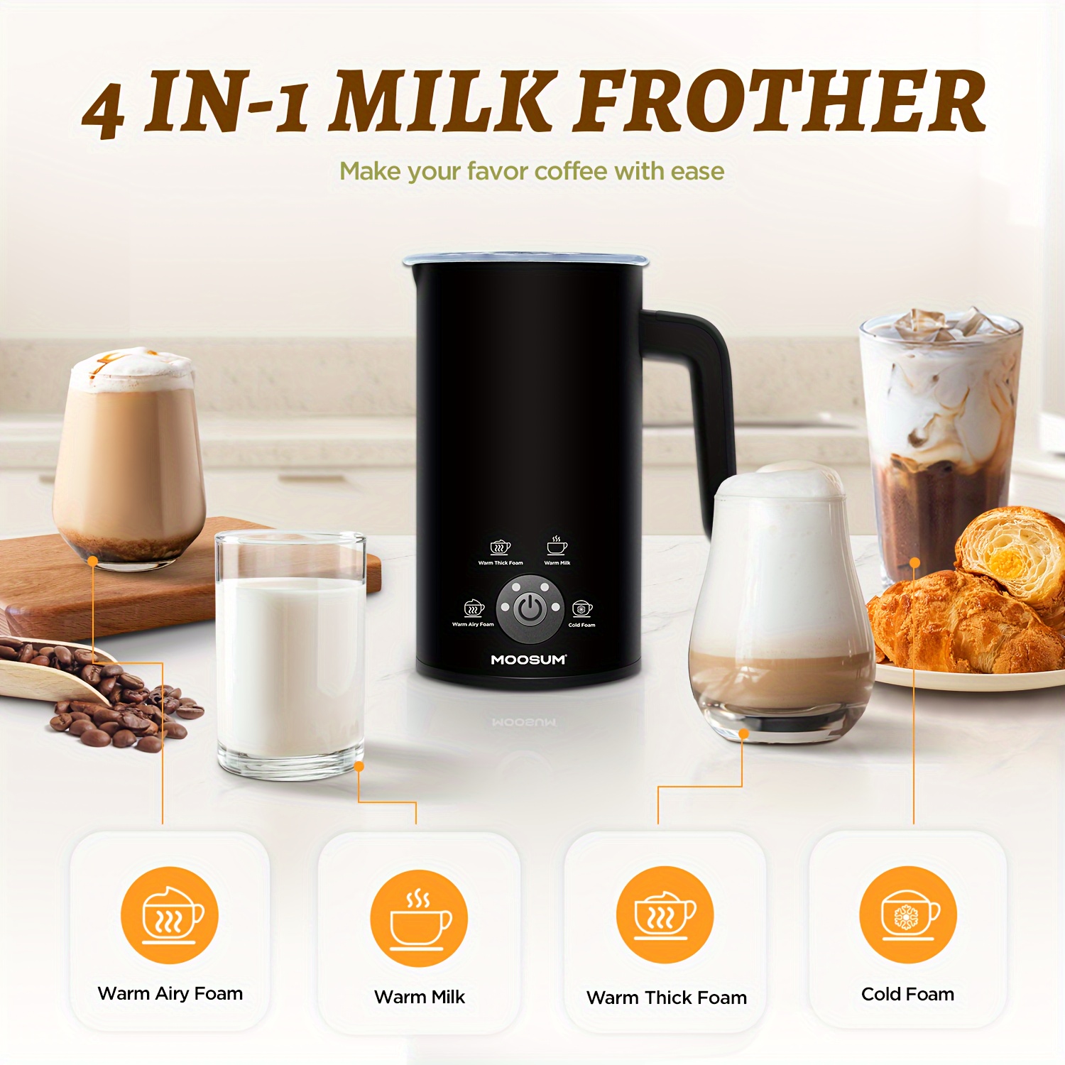 electric milk frother 300ml in stainless steel Temu Canada