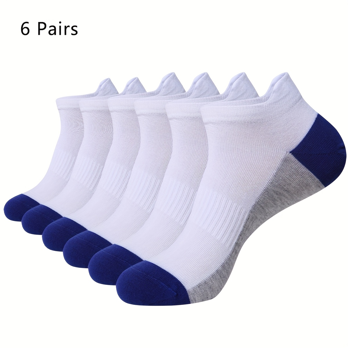 TEMU 6-pair Lightweight Breathable Men's Running Socks, Quick-dry Casual Athletic Socks