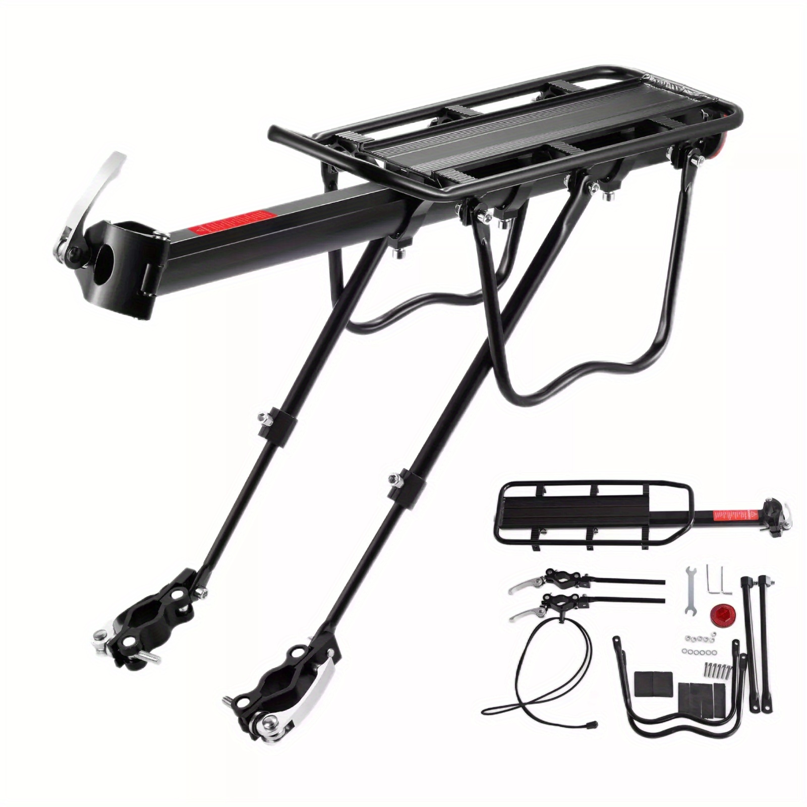 TEMU Rear Bike Rack, 110 Lbs/50kgs Bike Frame Universal Adjustable Cycling Equipment Stand Bicycle Luggage Carrier With Tools And Reflector For