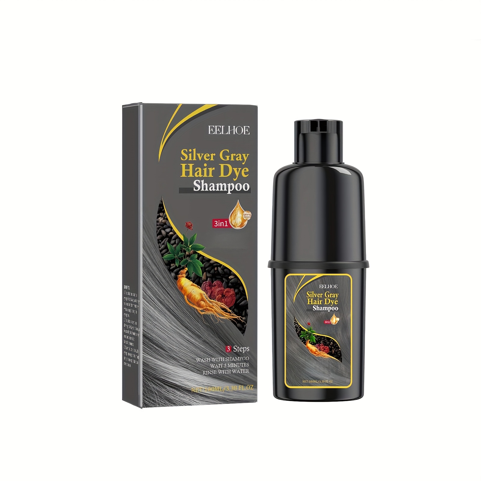 TEMU 3.38fl.oz Silvery Gray Hair Dye Shampoo (silvery Gray) Gentle And Non-irritating, Moisturizes Scalp, Hair Color, Shampoo A Perfect Gift