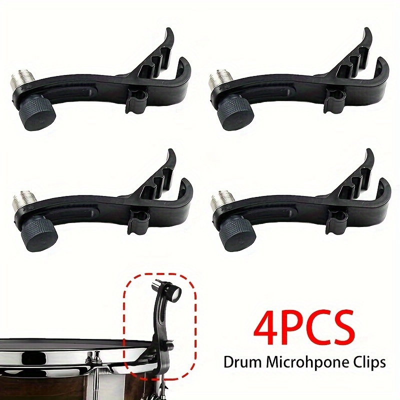 

4pcs Abs Drum Microphone Clips With Xlr Connector - Shockproof Rim Mount For Drum Mic Secure Clamping