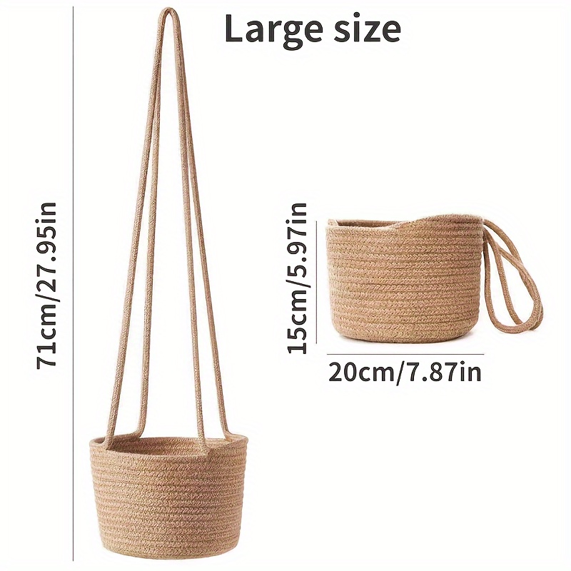 Image of Hanging Storage Basket Organizer Hanging Flower Pot Wall-mounted Storage Basket Balcony Flower Pot Flower Basket Living Room Woven Hanging Basket