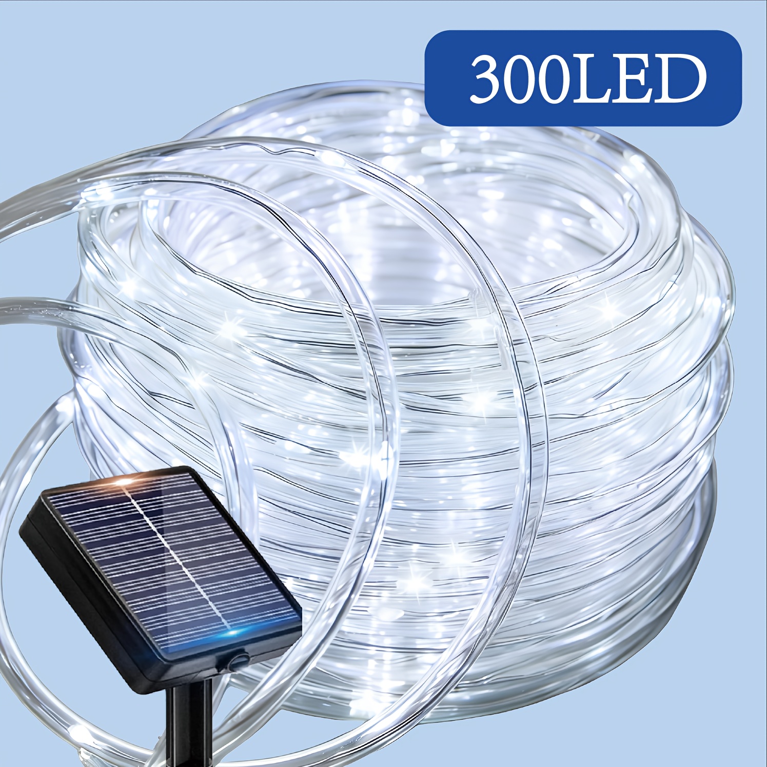 TEMU 1Pack Lumières Solaire Tube Corde - 26,2/39,3/75,4/108,2ft Extérieur 12 Modes, Décoration pour Piscine/Patio/Jardin/Camping/Cour/Mariages/Noël,