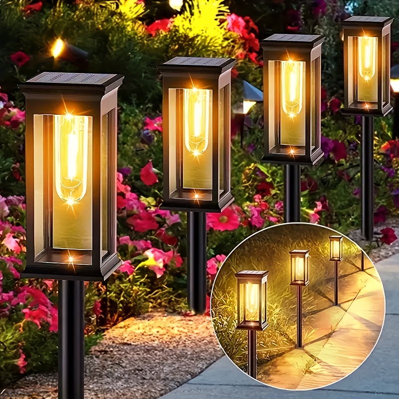 

8pcs Solar Tungsten Lawn Lights For Outdoor Ambience Decoration - Led Lawn Lights For Villas, Gardens, Patios, Paths And Patio Landscape Lighting