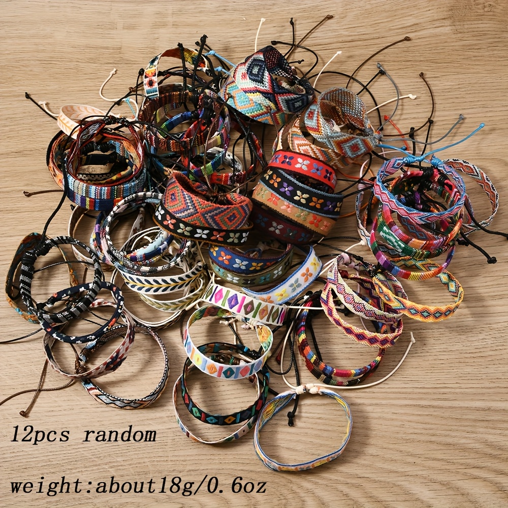 E-shop 12 Stück Bohemian-Stil Geflochtene Armbänder, Zufällige Auswahl von 12 Stück, Unisex Armbänder