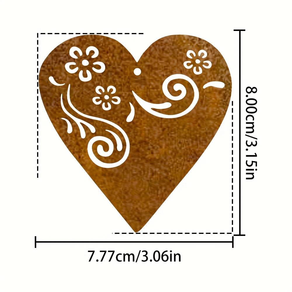 Image of A Vintage Rusty Metal Heart-shaped Wall Art Featuring A Floral Cut-out Design - Suitable For Indoor And Outdoor Decoration, Perfect As A Father's Day Gift Or A Housewarming Present