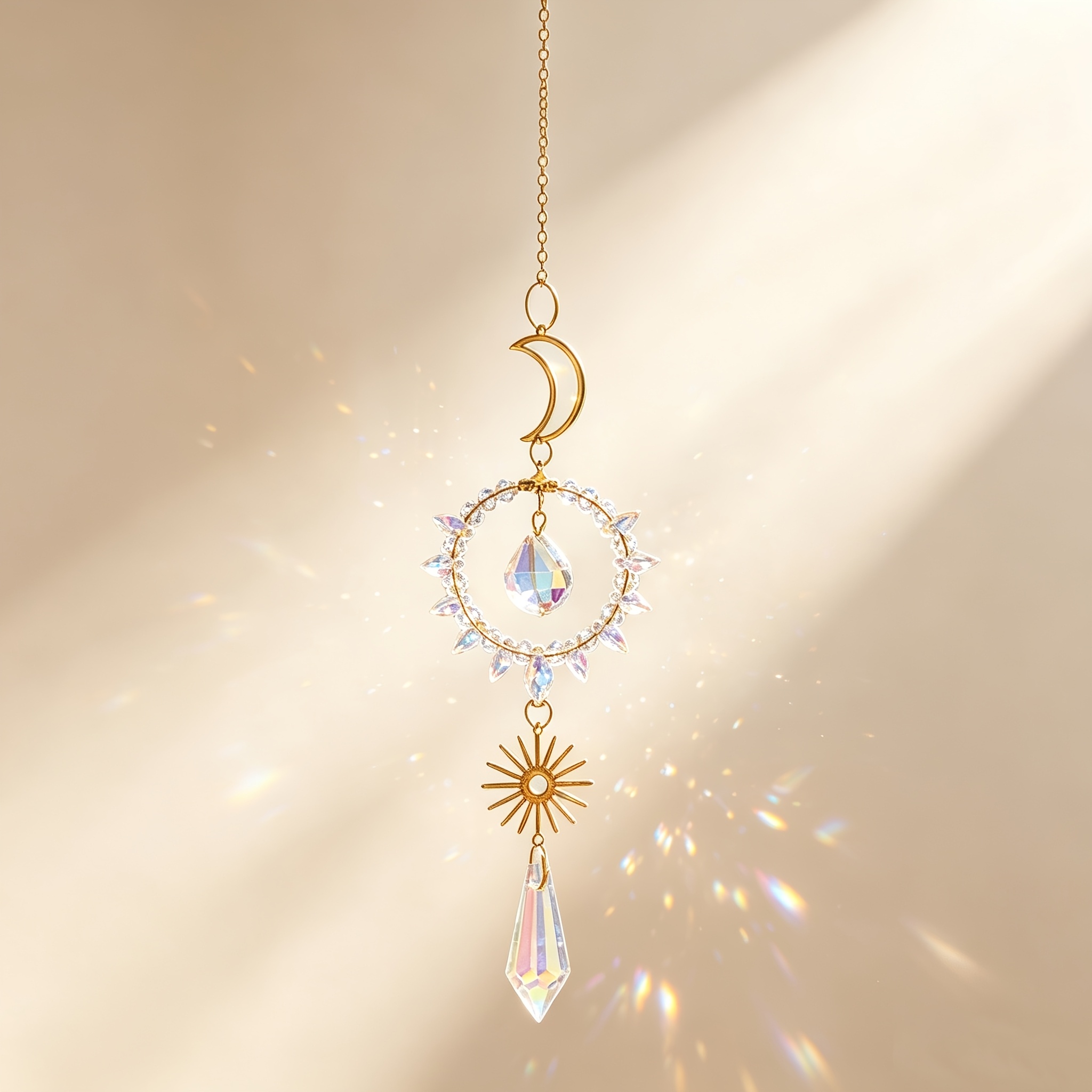 TEMU Crystal Suncatcher Window Hanging Ornament - / Suitable For -color Boho Decor With Sun, Shapes, Durable Indoor/outdoor Decoration For Home, Car