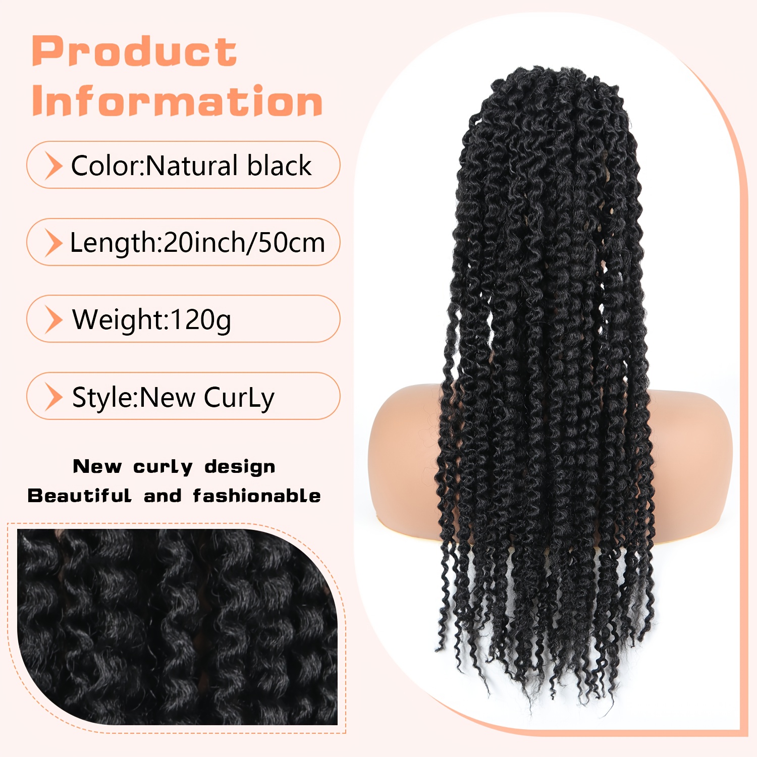 20 inch deep curly afro   ponytail extension for women clip in synthetic soft fluffy hair tails drawstring pony extensions for daily   extensions details 3