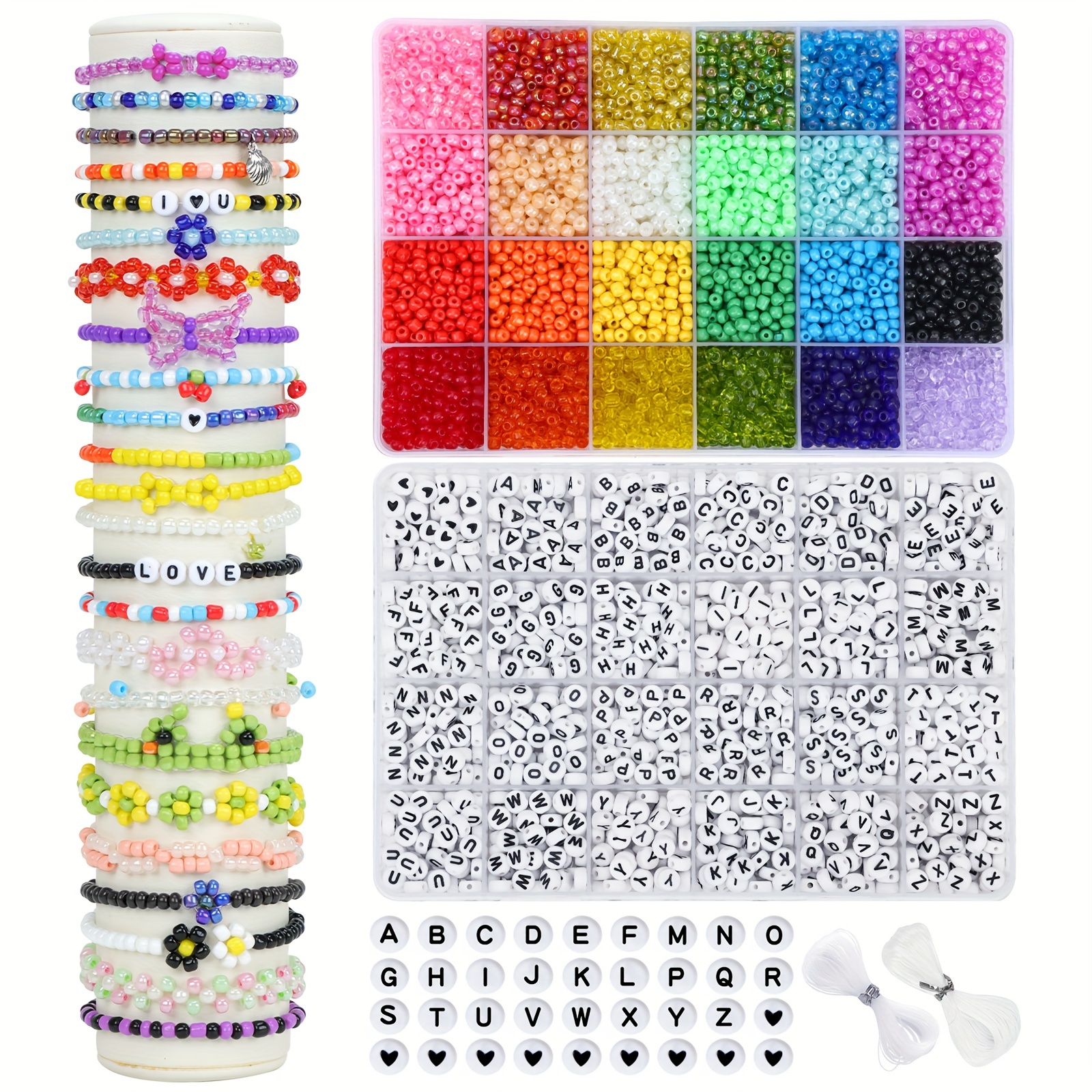 

Superlele 6000pcs 4mm Seed A-z For Bracelet Bracelet Kit For Jewelry Necklaces Diy Crafts Bracelets And Key 2 Rolls Of