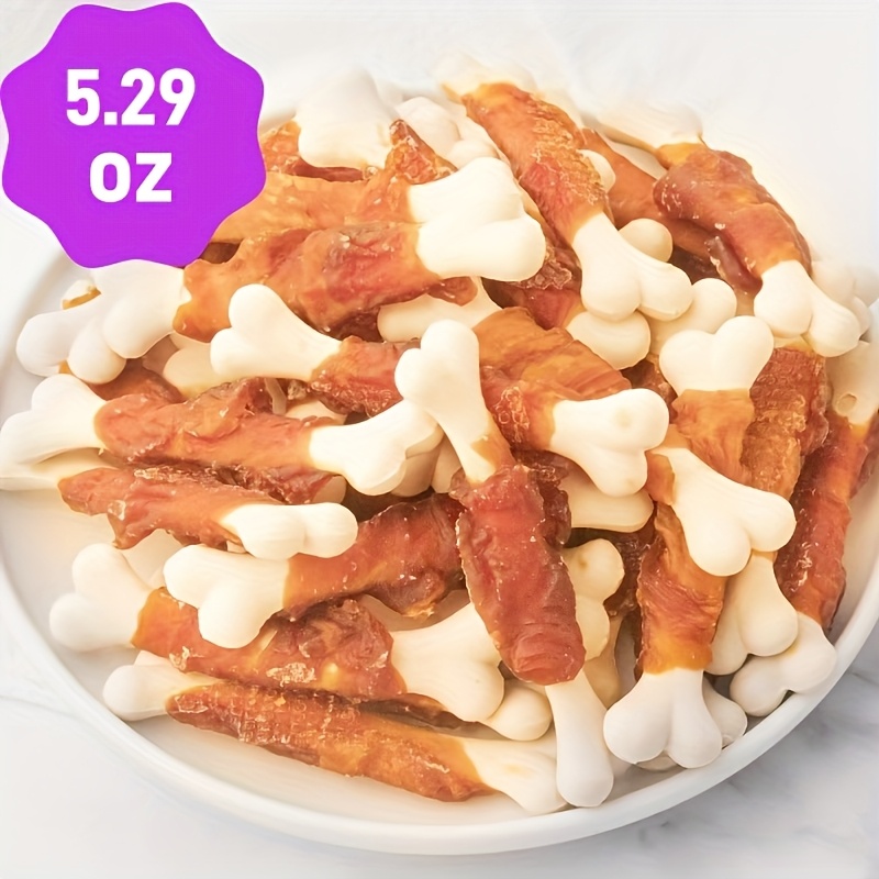 TEMU Dog Treats, Chicken Wrapped Bone, Suitable For Small Dogs, Medium Pets, And Large Dogs, Natural Dog Snacks, Dried Chicken Dog Snacks, Healthy,