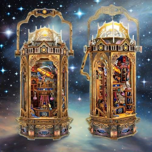 starry diy wooden assembly 3d model mysterious and astrological tower portable displayable and movable a gift for yourself family or friends birthday gift christmas gift halloween gift holiday gift
