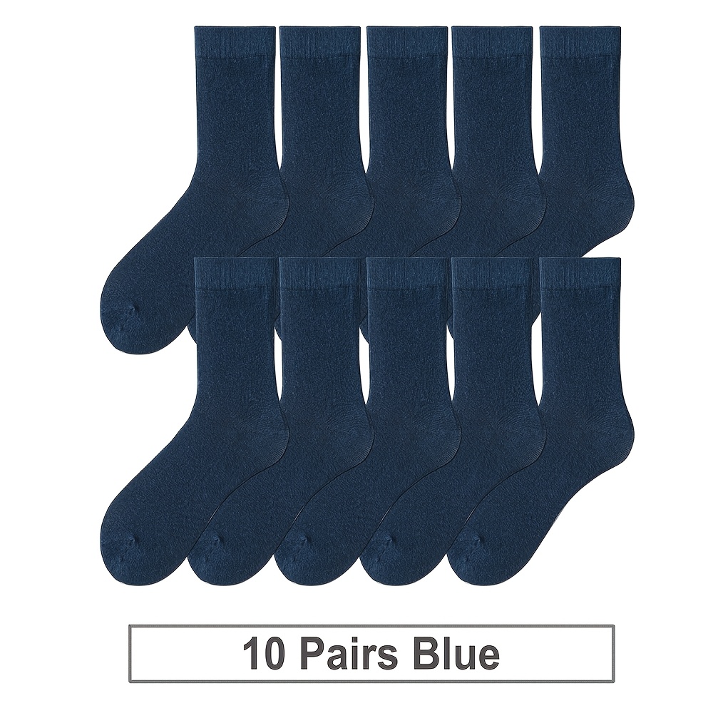 TEMU 10 Pairs Black White Gray Business Men Socks Cotton Sock Us5