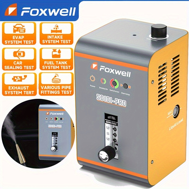 

Foxwell Sd101 Pro Automotive Smoke Machine Car Smoke Leak Detector Evap Test Leakage Locator Analyzer Built-in Air Pump Dual Mode With Flowmeter, For All Pipelines