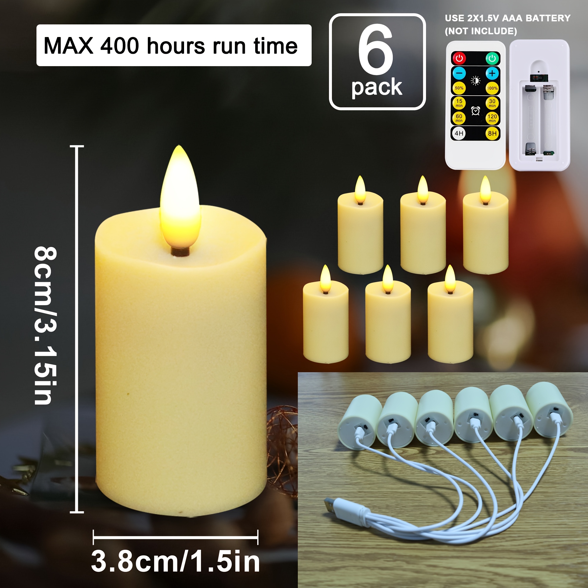 Ymenow 12-Pack Rechargeable LED Votive Candles – Flameless, Flickering, Warm White, With Remote & USB Charging Cable, Timer Function