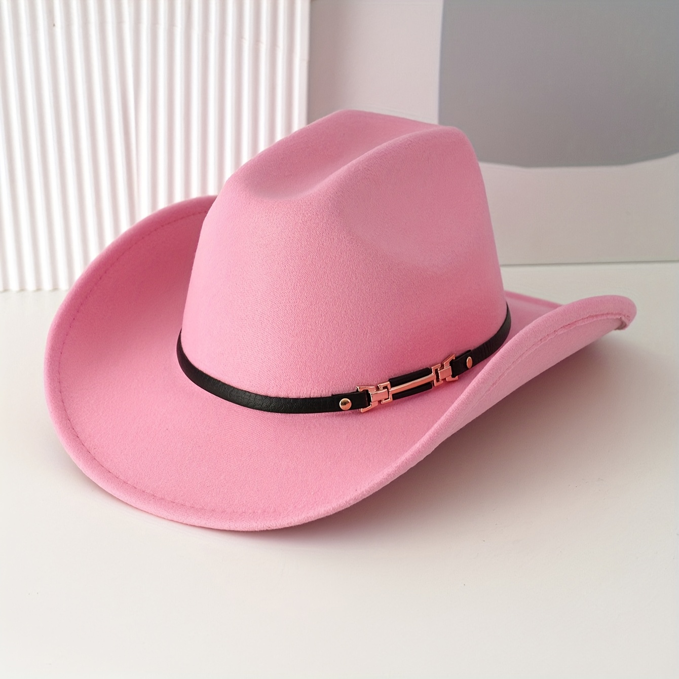1pc unisex solid color cowboy hat women men unique belt hat  display picture 2