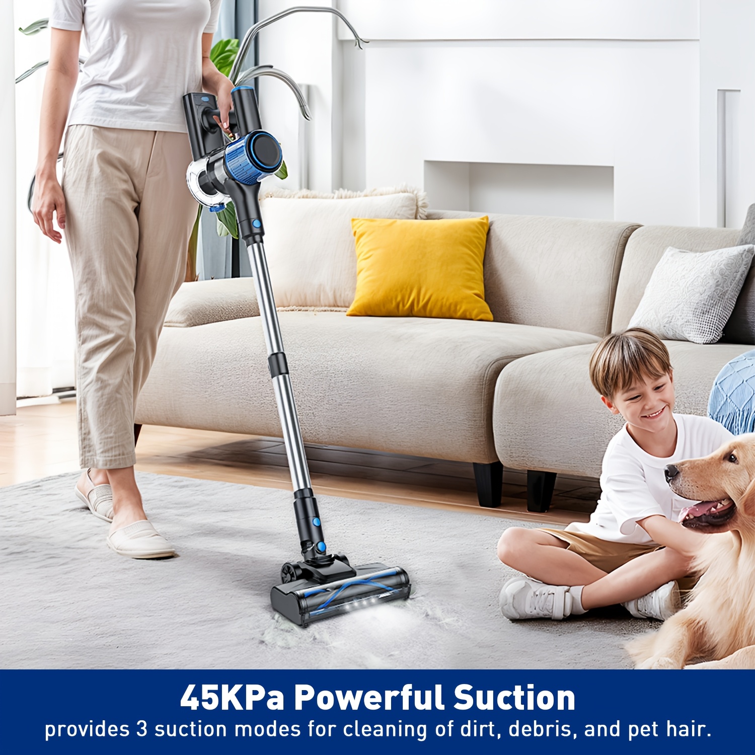 Cordless Vacuum Cleaner with Anti-Tangle Floor Brush