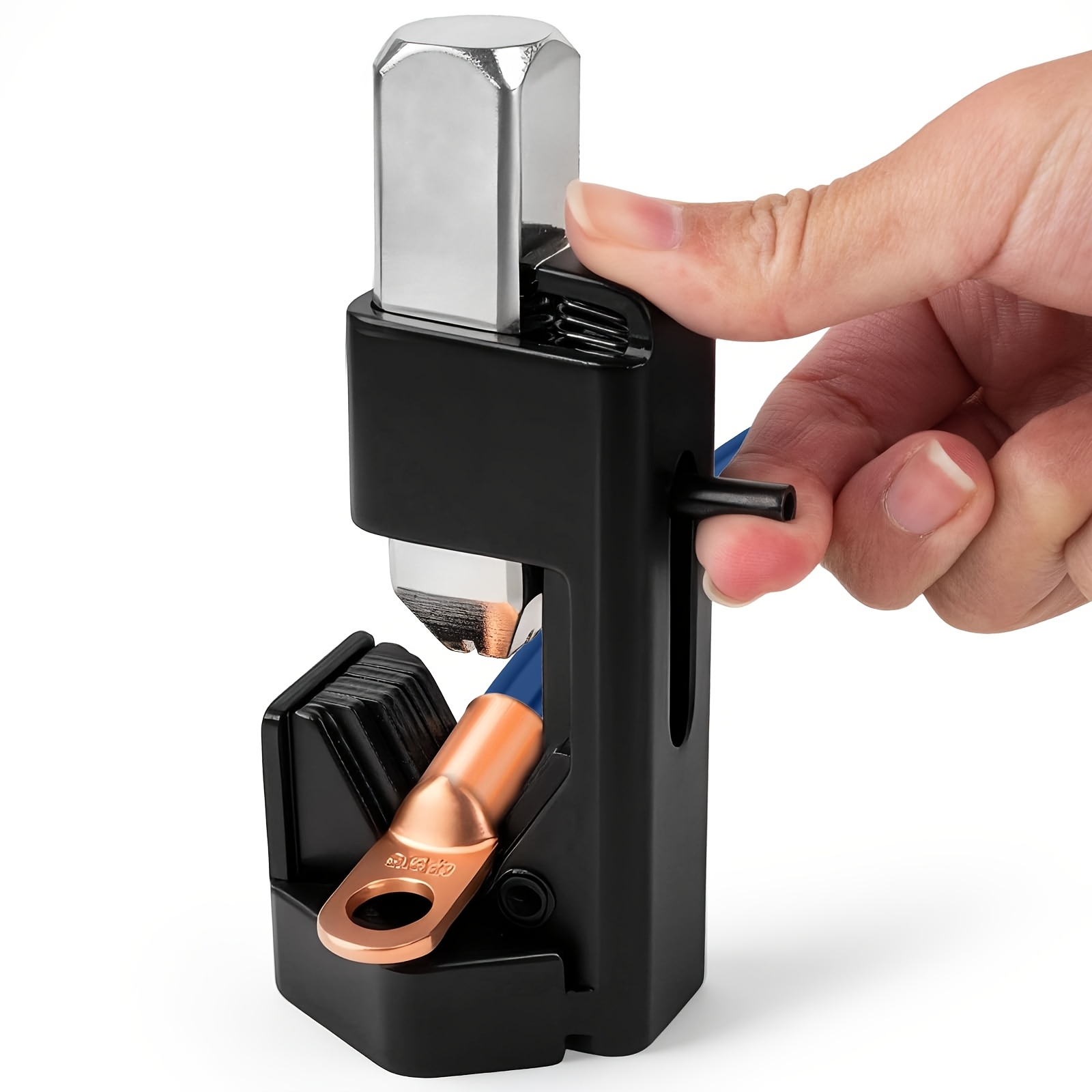 TEMU Pince à sertir à oreilles de marteau pour câbles de batterie et de de 8 AWG à 0000 AWG, sertissage robuste pour applications électriques,
