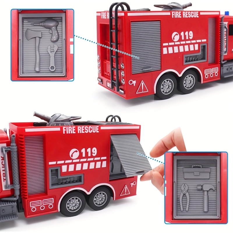 Remote Control Fire Truck, Water Cannon Fire Truck, RC Construction Truck Toys - 180° Spray Function, Auto Demonstration, with Battery, Birthday Gift for Boys And Girls Over 6-12 Years Old