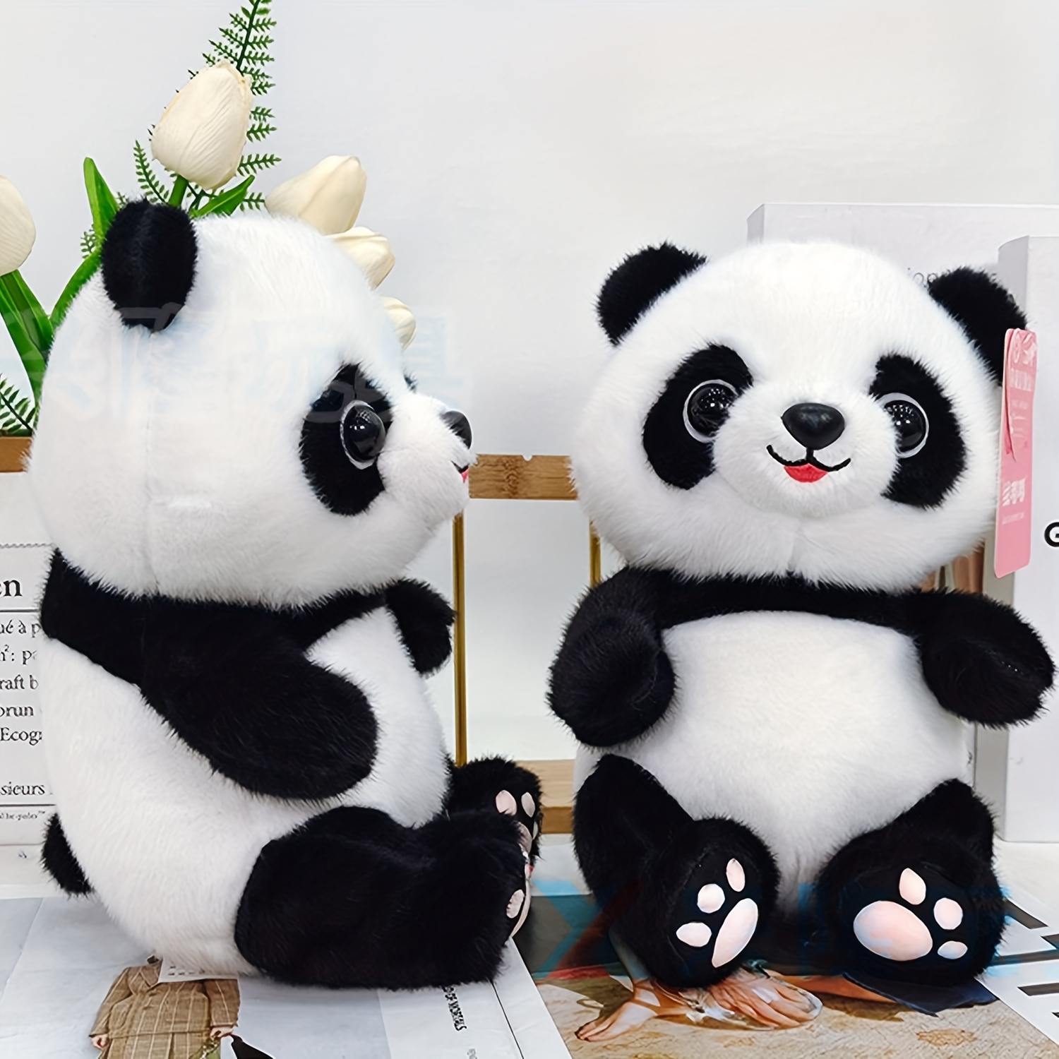 10 inch cute cartoon panda plush toys soft polyester stuffed animals with   eyes black   for   room study birthday party home decor gifts for friends   panda stuffed animal bedroom accent   design comfortable cushion 0