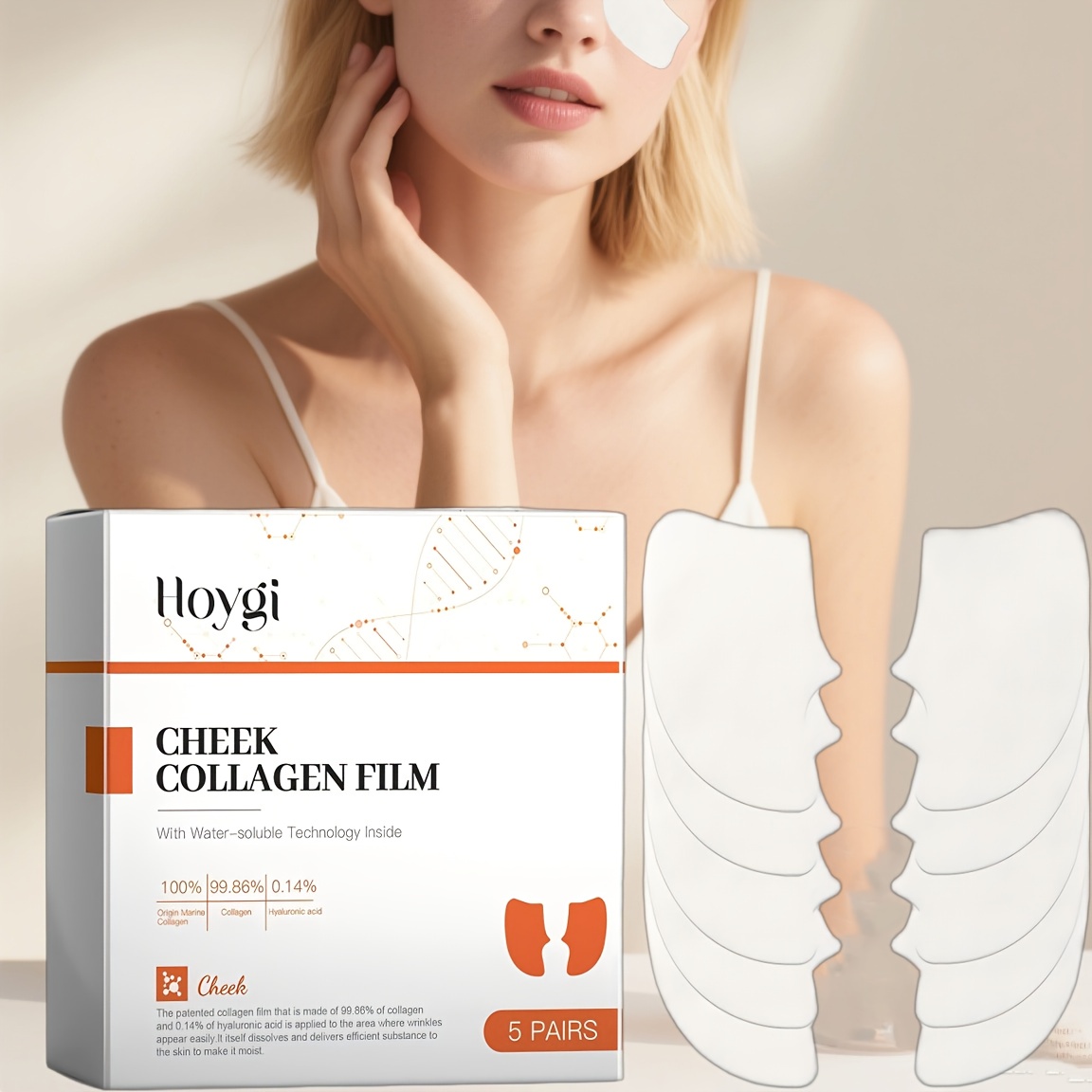 5 Pairs Collagen & Hyaluronic Acid Facial Patches - Overnight Face Masks, Fragrance-Free, for All Light Beige Types (Sensitive, Dry, Oily, Combination) - Firming, Hydrating, Plumping, Overnight Skincare - Women'S Beauty Routine, Collagen Skincare, Skincare Accessory, Hydrating Skincare, Seamless Adhesive, Gentle Adhesive, Hydrating Mask, Skincare Enthusiasts, Firming Skincare, Discreet Skincare, Nourishing Ingredients, Hydrating Mask, Skincare