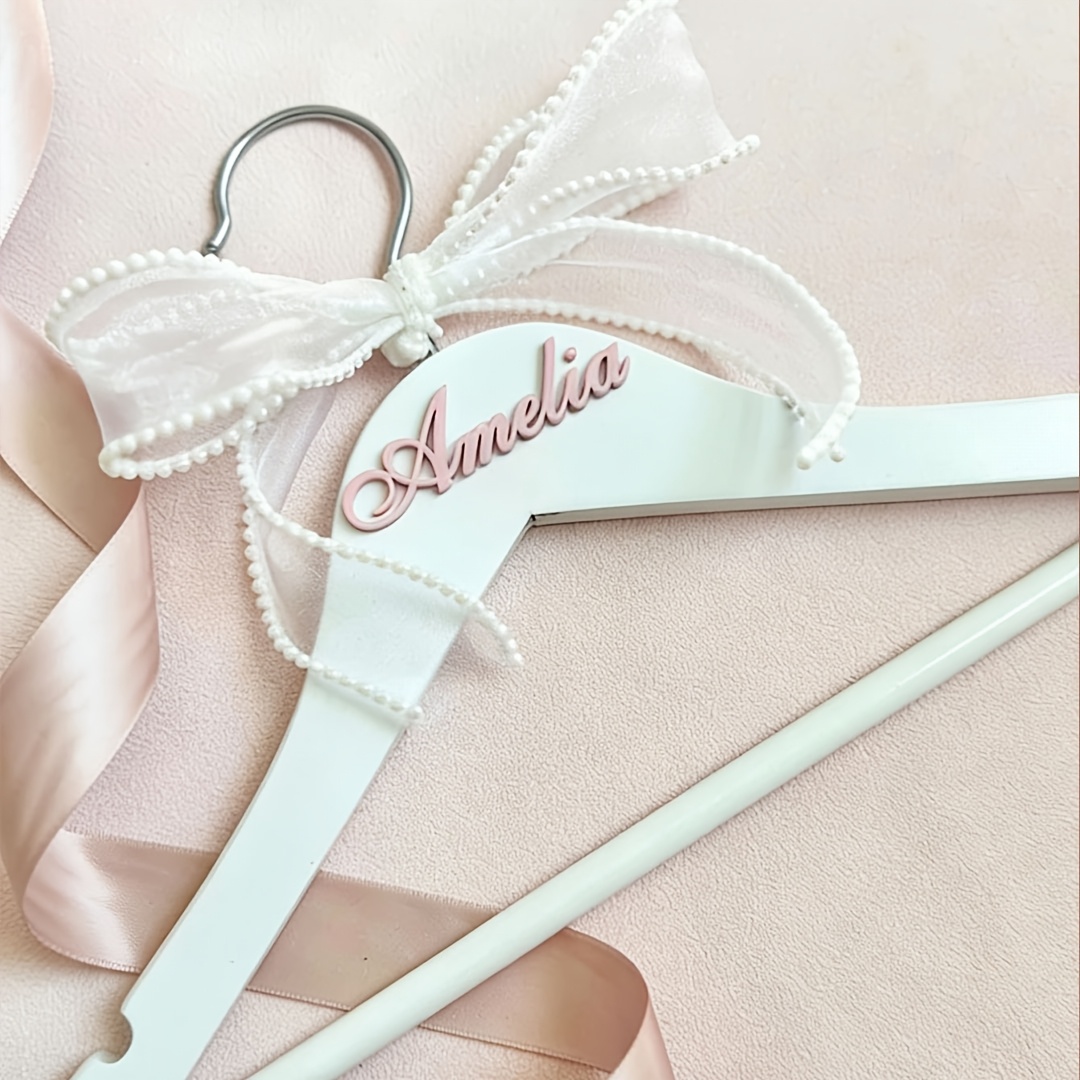 Image of Personalized Acrylic Name 30cm Wooden Clothes Hanger For Baby's Birthday Party Clothes Hanger As A Gift For