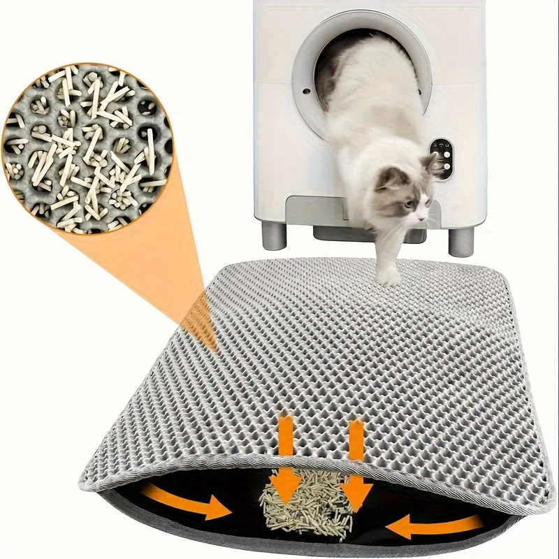 1pc double layer honeycomb design cat litter mat     cat litter non slip and washable cat cleaning pad suitable for pet toilets kennels cat litter trays 4