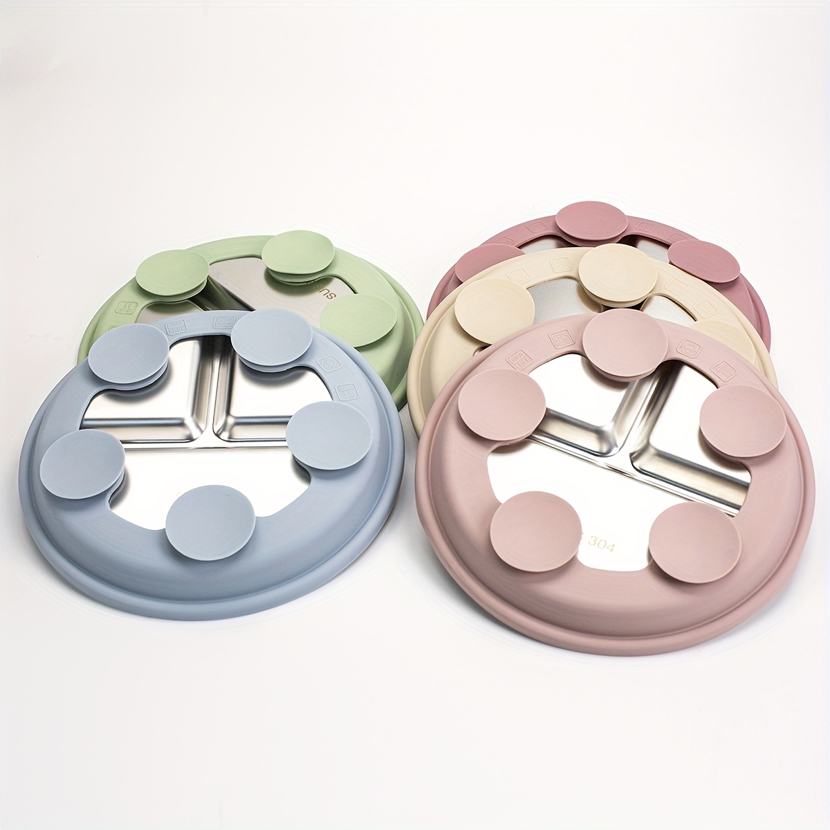 roestvrijstalen eetbord met siliconen zuignap -   304 roestvrijstalen servies voor jongeren, levendige blauwe en groene ontwerpen, perfect voor hoogstoelmaaltijden, hoogstoelbak | levendige servies | duurzame constructie, eetaccessoires 7