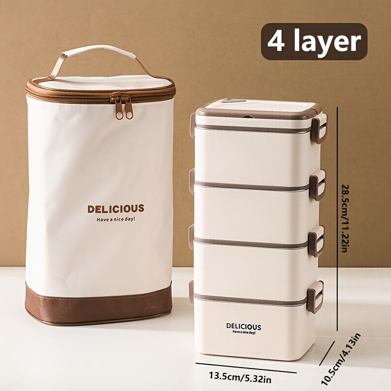 E-shop 2-lagige Lunchbox Set / 3-lagige Lunchbox Set / 4-lagige Lunchbox Set Edelstahl Quadratisches Fach Mehrschichtige Lunchbox - Große Lunchbox, mit