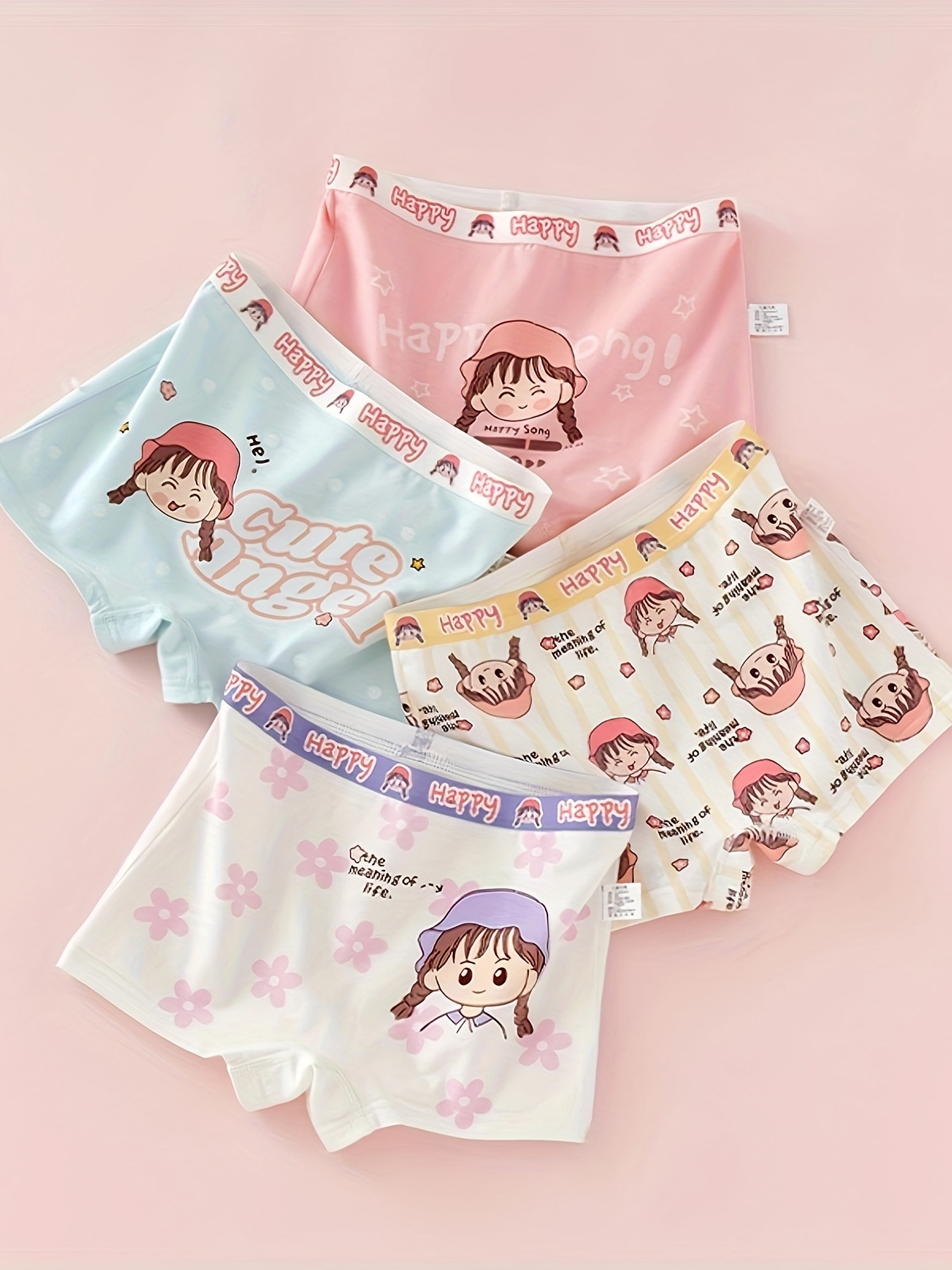 SMY 4 Pcs/Lot Cartoon Panties For Girls Cotton Soft Children Underwear Cute  Lovely Briefs Comfortable Girl Panty Kids Baby Underpants