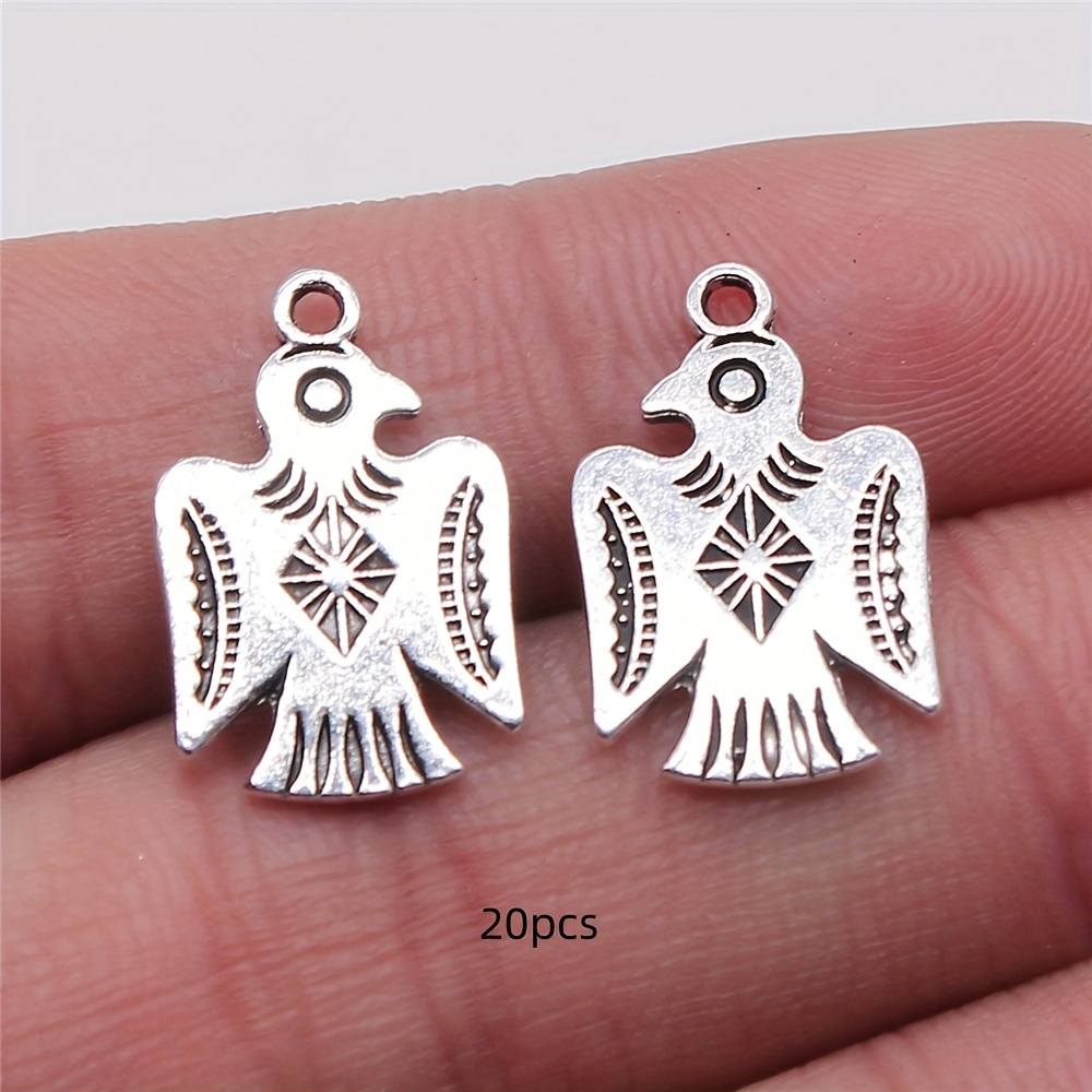 TEMU 10/20 piezas Dije de pájaro de 12x19 mm, antiguo plateado de cara para bricolaje, accesorios de joyería para decoración de pulseras, collares,