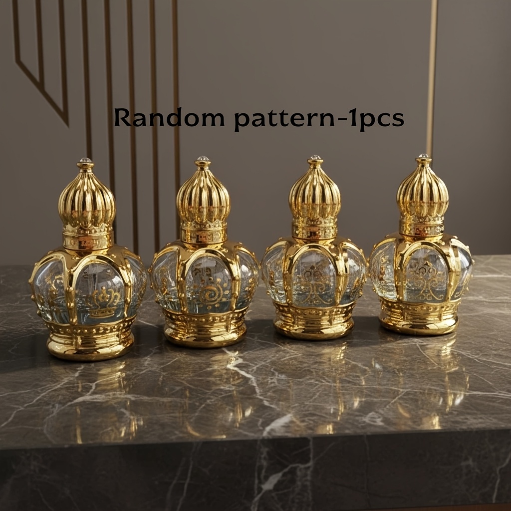 TEMU Una botella de bolas de maquillaje premium y recargable, diseñada con un elegante motivo de corona dorada; adecuada para perfumes como para
