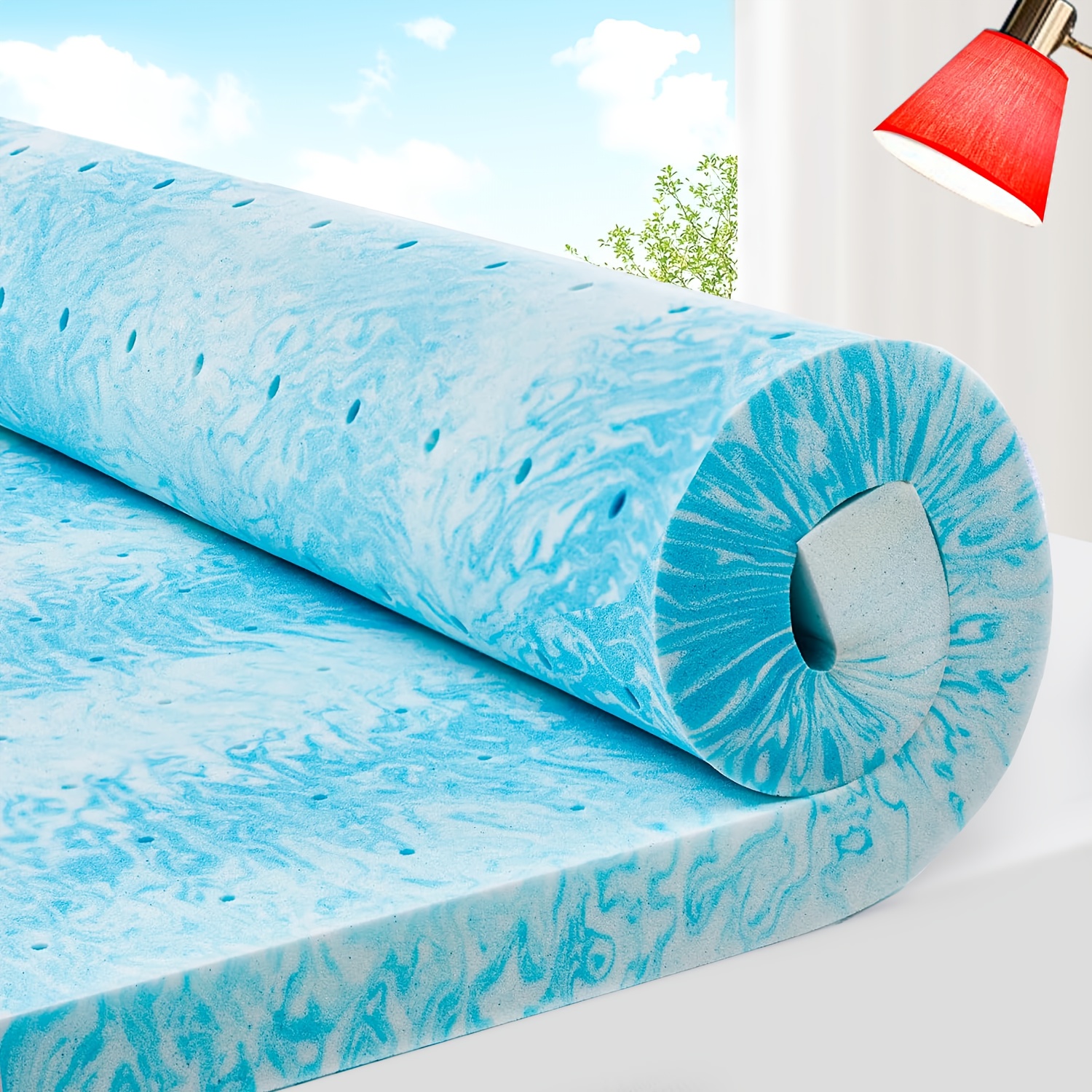 TEMU 3-inch Dual-layer Memory Foam Mattress Cover With Cold- And Ventilated Design For A Good, Quality Night'