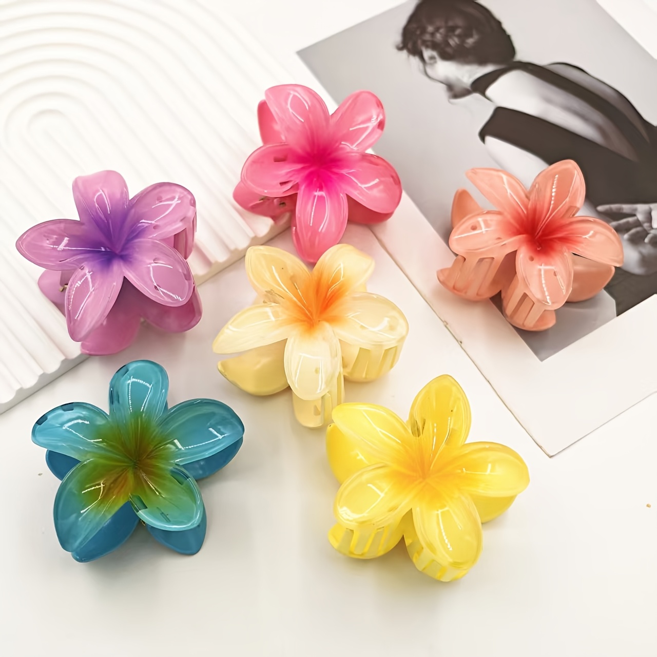 8 Stück Haarklammer Mit Blume – Matte Blüten, Rutschfest, 8 Farben
