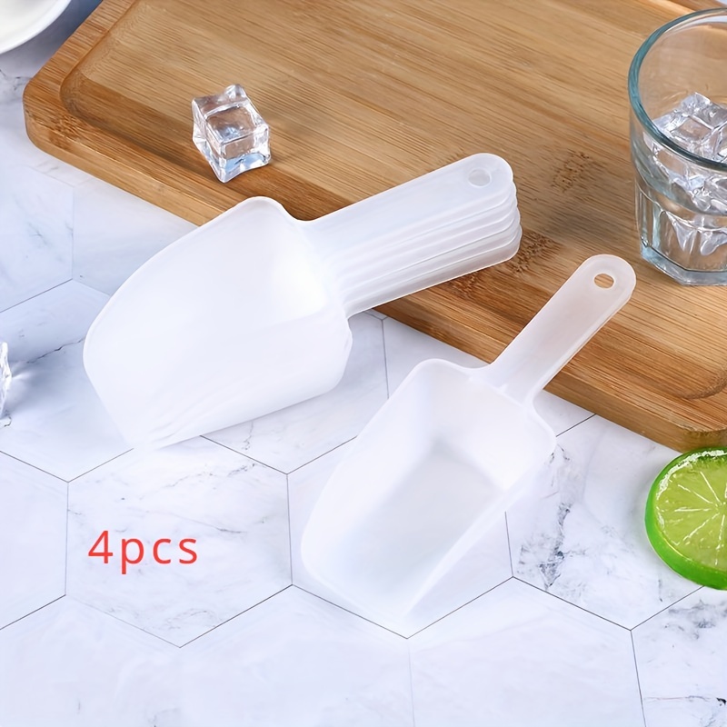 

4pcs, Ice Scoop, Ice Shovel, Kitchen Ice Scooper For Ice Maker, Flour Shovel, Food Scoops For Bar Party Wedding Pet Dog Food, Plastic Ice Scoop, Kitchen Ice Scoop, Kitchen Tools, Kitchen Supplies