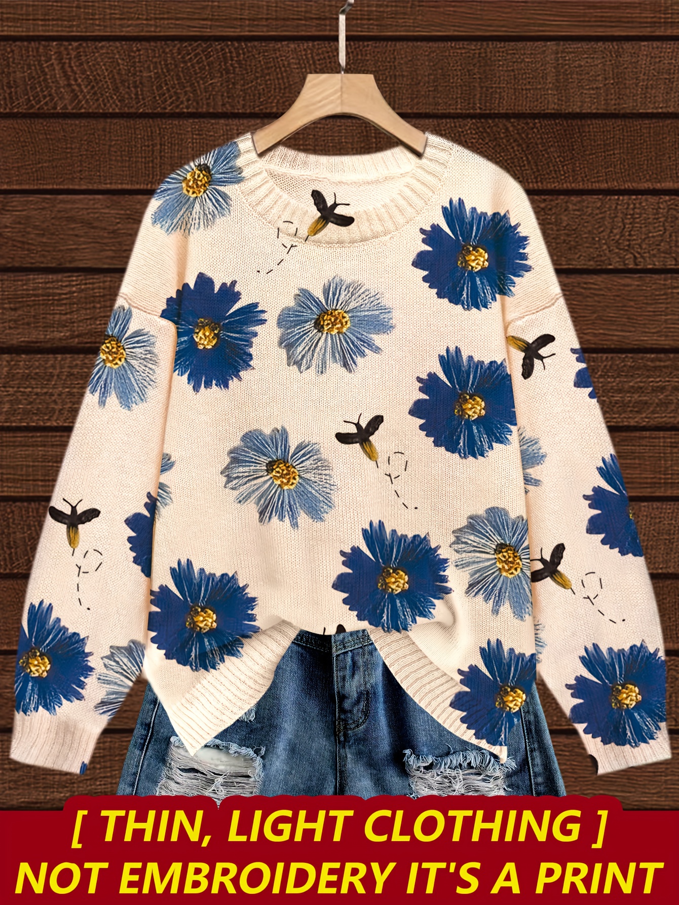 Pullover Damen Blumen Blumenprint Pullover Plus-Size – Damen