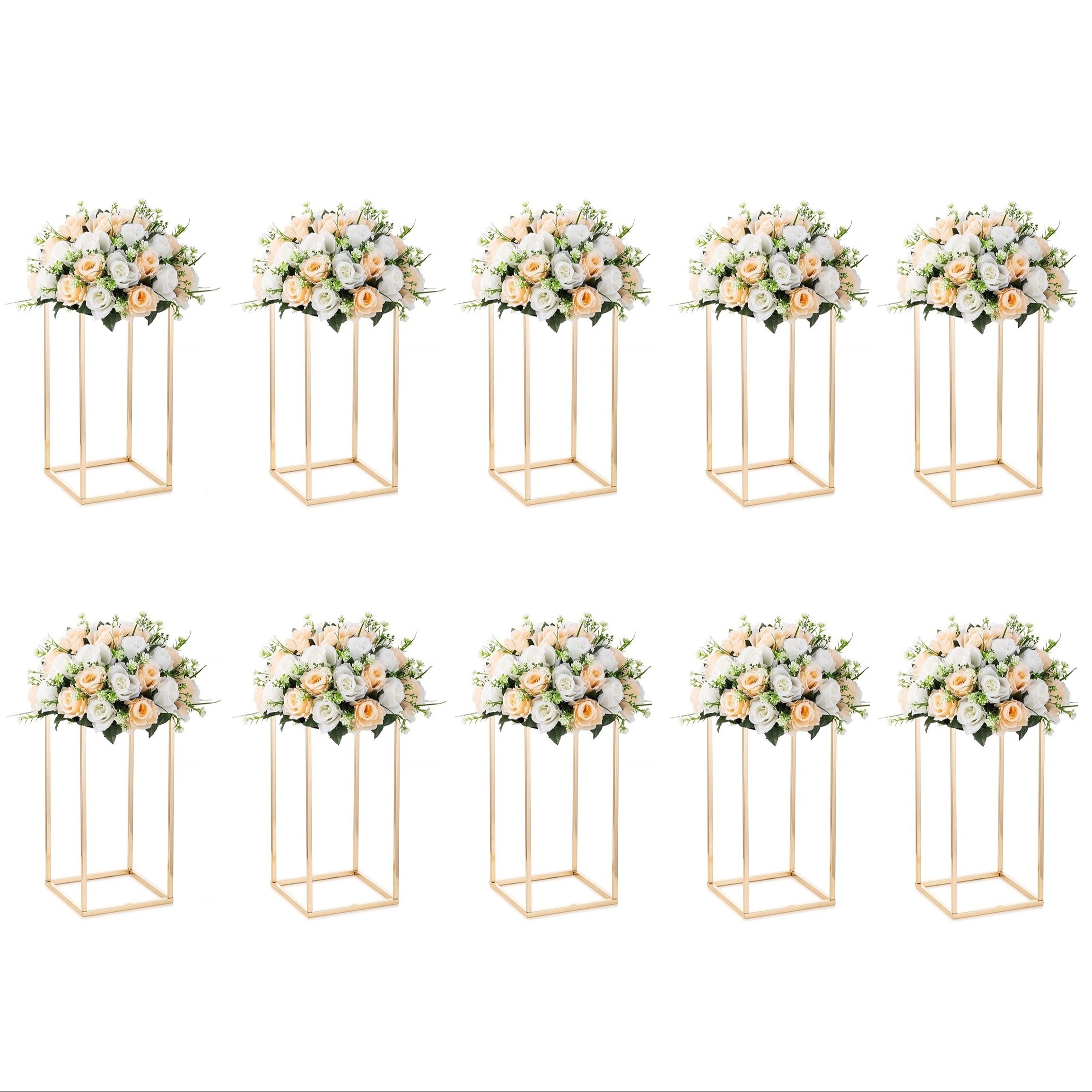 

10 Rectangular Flower Stands, 15.75inch Flower Vase Metal Flower Stand, Geometric Centerpieces Vase For Table, Home Party Wedding Decorations